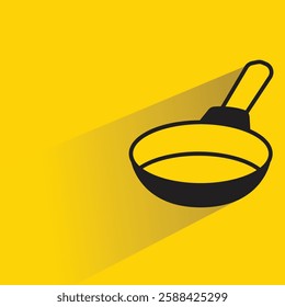 cooking pan icon with drop shadow on yellow background