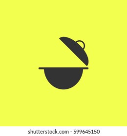Cooking pan icon flat. Black pictogram on white background. Vector illustration symbol and bonus button