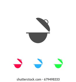 Cooking pan icon flat. Color pictogram on white background. Vector illustration symbol and bonus icons