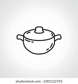 cooking pan icon, food cooked linear icon. pan line icon.