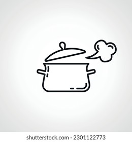 cooking pan icon, food cooked linear icon. pan line icon.