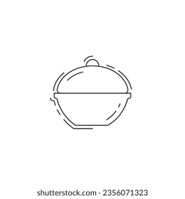 cooking pan icon, food cooked linear icon. pan thin line icon.