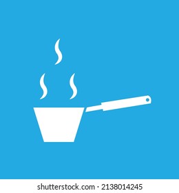 Cooking pan icon, logo isolated on blue background