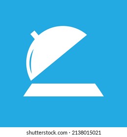 Cooking pan icon, logo isolated on blue background