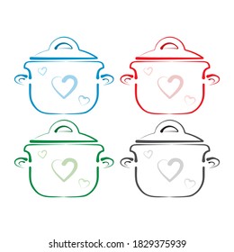 Icono de pan de cocina. Vector de iconos de la olla aislado. Ilustración de vectores de olla de cocina