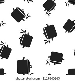 Cooking pan icon seamless pattern background. Business concept vector illustration. Kitchen pot saucepan symbol pattern.