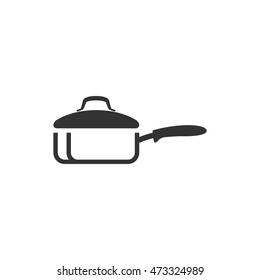 Cooking pan icon in single color. Food restaurant chef utensil boiling hot saucepan