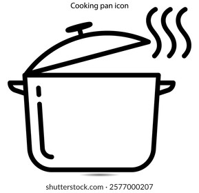 Cooking pan icon Thin outline art symbol. vector illustration graphic on background