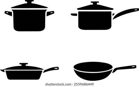 Cooking pan icons set. Simple illustration of cooking pan vector icons for web