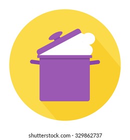 Cooking pan with lid open. Simple flat vector icon.