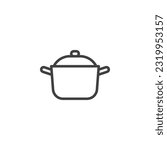 Cooking pan line icon. linear style sign for mobile concept and web design. Saucepan outline vector icon. Symbol, logo illustration. Vector graphics