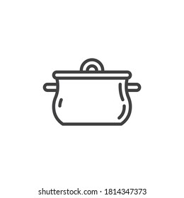 Cooking pan line icon. linear style sign for mobile concept and web design. Saucepan casserole outline vector icon. Symbol, logo illustration. Vector graphics