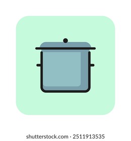 Cooking pan line icon. Saucepan, soup, household equipment. Cooking concept. Vector illustration can be used for topics like kitchenware, food preparation, kitchen