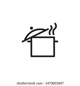 Cooking pan line icon. Soup, stew, dinner. Food concept. Can be used for topics like household, recipe, kitchen