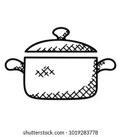 
Cooking pan or cooking pot doodle icon
