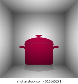 Cooking pan sign. Bordo icon with shadow in the room.