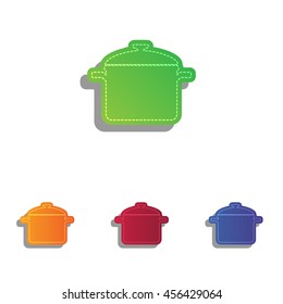 Cooking pan sign. Colorfull applique icons set.