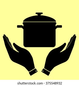 Cooking pan sign. Flat style icon vector illustration.