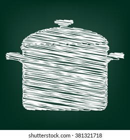 Cooking pan sign. Flat style icon with scribble effect