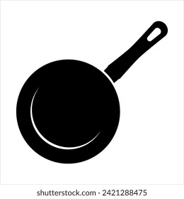  Inicio de sesión de cocina en la vista superior. Icono negro de la sartén. Ilustración vectorial aislada en fondo blanco.