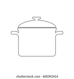 Cooking pan sign. Vector. Black dotted icon on white background. Isolated.