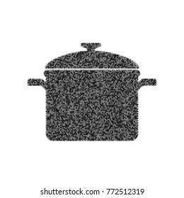 Cooking pan sign. Vector. Black icon from many ovelapping circles with random opacity on white background. Noisy. Isolated.