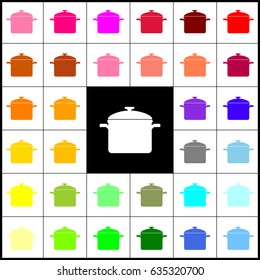 Cooking pan sign. Vector. Felt-pen 33 colorful icons at white and black backgrounds. Colorfull.