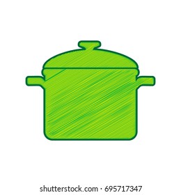 Cooking pan sign. Vector. Lemon scribble icon on white background. Isolated
