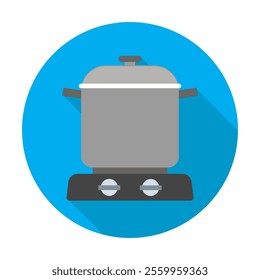 Cooking pan. Single flat color icon on the circle. Vector illustration.