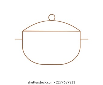 Cooking in pan. Stage of preparation of pasta or soup. Kitchenware, inventory for cafe or restaurant, kitchen utensil. Poster or banner for website. Cartoon flat vector illustration