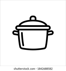 cooking pan, steam pot, icon, line art design editable stoke