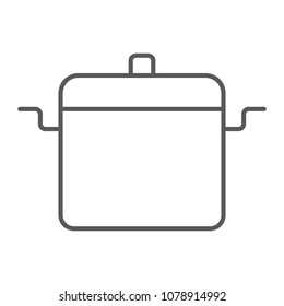 Cooking pan thin line icon, kitchen and cooking, cooking pot sign vector graphics, a linear pattern on a white background, eps 10.