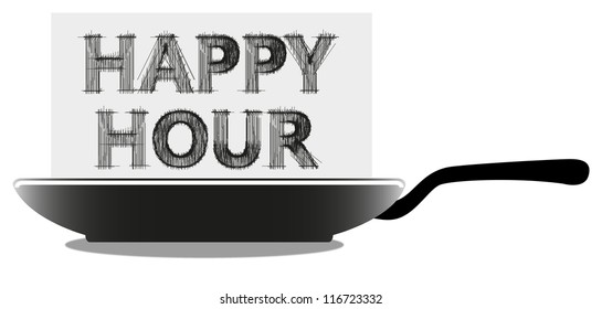 cooking pan and white sheet of paper for your text on white background