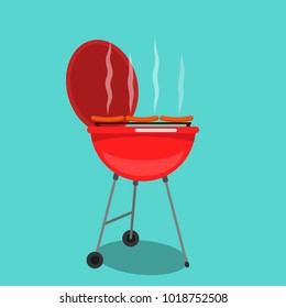 Cooking peppercorn in a barbecue outdoors. vector illustration isolated on blue background