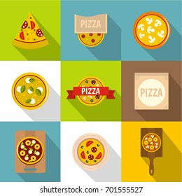 Cooking a pizza icons set. Flat set of 9 cooking a pizza vector icons for web with long shadow