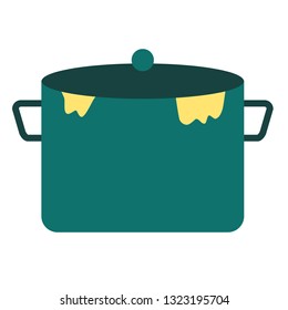 cooking pot big flat simple illustration. Home and kitchen series. Tableware food and dishes.
