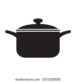 cooking pot black silhouette, icon vector illustration