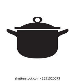 cooking pot black silhouette, icon vector illustration