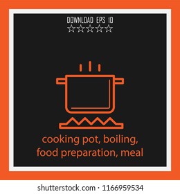 cooking pot, boiling, food preparation, meal vector icon