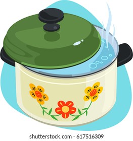 Cooking Pot Green Lid Black Plastic Stock Vector (Royalty Free ...