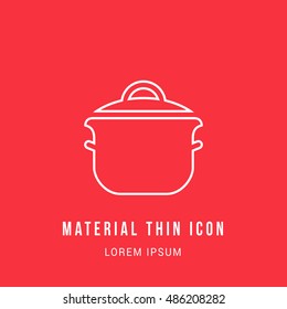 Cooking Pot Bright red material designed line thin flat icon / logo