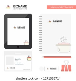 Cooking pot Business Logo, Tab App, Diary PVC Employee Card and USB Brand Stationary Package Design Vector Template