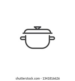 Cooking pot cover line icon. linear style sign for mobile concept and web design. Saucepan outline vector icon. Kitchen utensils symbol, logo illustration. Pixel perfect vector graphics