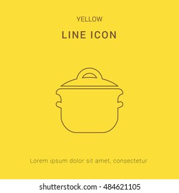Cooking Pot Cute yellow thin line icon / logo Design