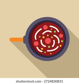 Olla de cocción con una deliciosa sopa en el interior formando una forma de espiral con las verduras, Imagen perfecta para un menú de restaurante o un blog de comida