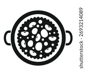 Cooking pot filled with beans top view icon. Simple illustration of cooking pot filled with beans top view icon for web design isolated on white background