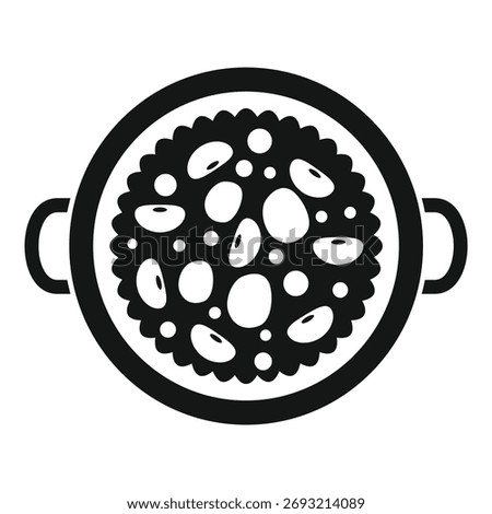 Cooking pot filled with beans top view icon. Simple illustration of cooking pot filled with beans top view icon for web design isolated on white background