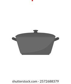 cooking pot flat design vector illustration. kitchenware pot dinner dish