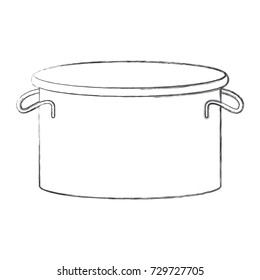 cooking pot flat monochrome blurred silhouette vector illustration