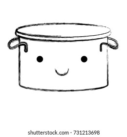 cooking pot flat monochrome blurred kawaii silhouette vector illustration